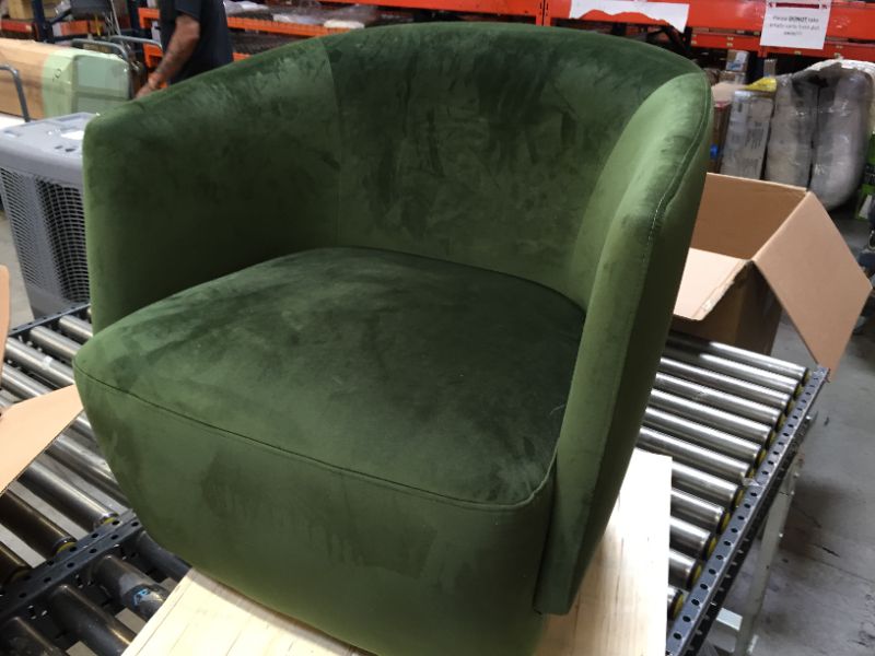 Photo 2 of Amazon Brand - Rivet Coen Modern Velvet Upholstered Accent Swivel Chair, 30"W, Forest Green
