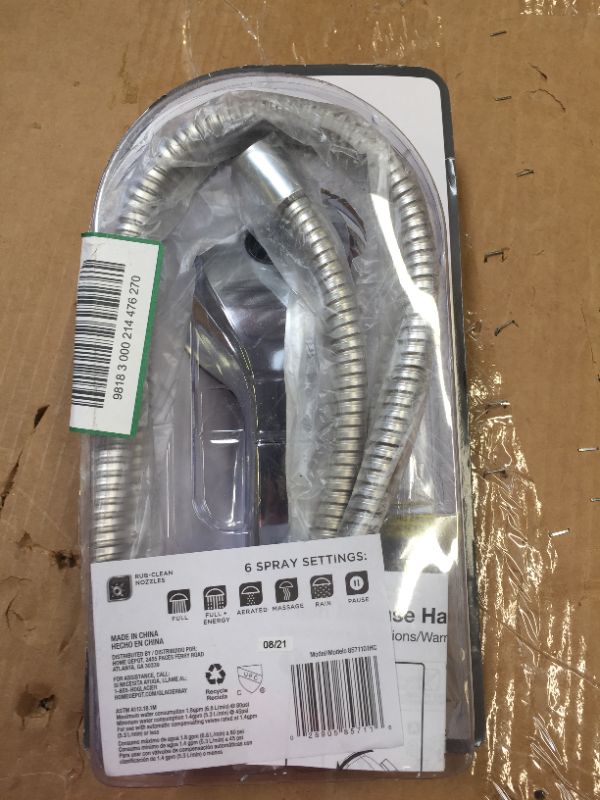 Photo 1 of Glacier Bay Push Release 6-Spray Patterns 4.25 in. Wall Mount Shower Head Chrome

