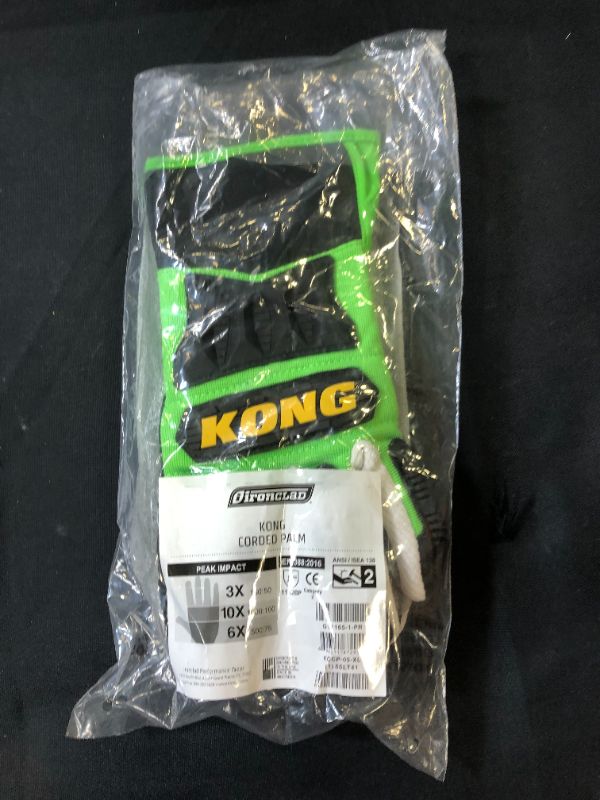 Photo 1 of Ironclad KONG Cotton Corded Glove; TPR Impact Protection, Reflective Accents, Sized S, M, L, XL, XXL, XXXL (KCCP-05-XL)

