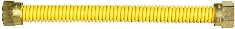 Photo 1 of Dormont Safety-Shield Gas Appliance Connector (0242471) 19C-9999-10B - 3/8 In. OD (1/4 In. ID) Texas Nut X Nut 10 In. Length Yellow Coated
