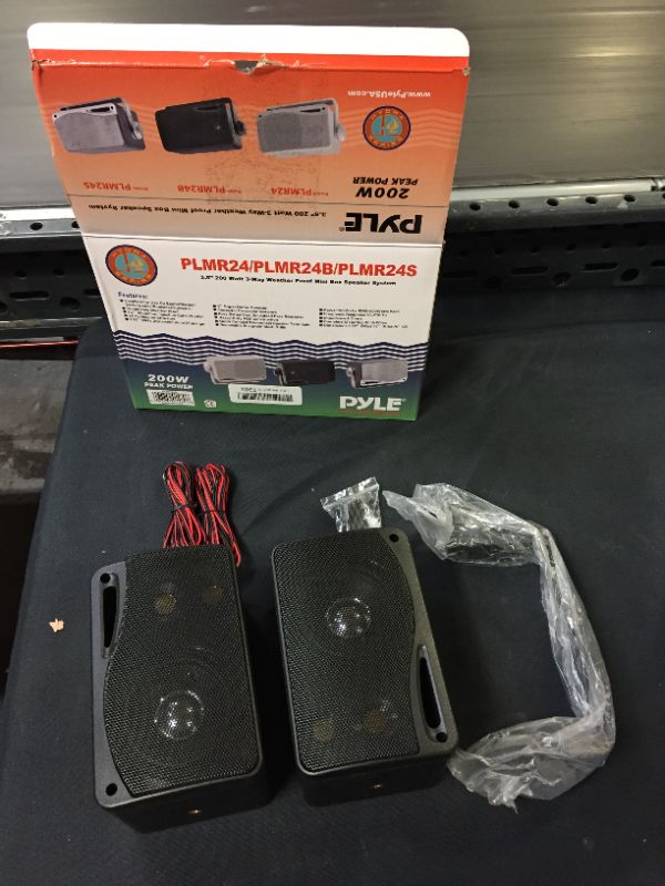 Photo 1 of 3-way Mini Box Speaker System - 3.5 Inch 200 Watt Weatherproof Marine Grade Mount Speakers - in a Heavy Duty ABS Enclosure Grill - Home, Boat, Poolside, Patio Indoor Outdoor Use - Pyle PLMR24B (Black)
