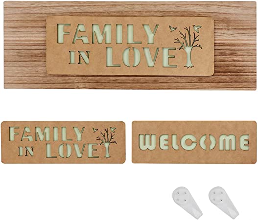 Photo 1 of Wooden Rustic Wall Decor Sign Welcome Sign for Front Door Wood Hanging Wall Art with 2 Interchangeable Sayings 16.5” x 5.9”