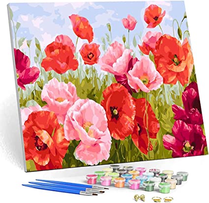Photo 1 of  Hlison Paint by Numbers for Adults Beginner, Easy Acrylic Paint by Number, Flower Paint by Numbers for Kids (20”W x 16”L)