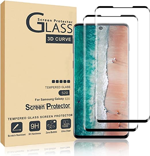 Photo 1 of Compatible for galaxy S20 Screen Protector Tempered Glass 2Pack 9H Compatible With Ultrasonic Fingerprint 3D Curved Glass HD Transparent Without Bubbles Suitable for Galaxy S20 Screen Protector 5 PACK 