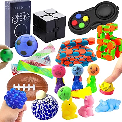 Photo 1 of 14 Pieces Sensory Fidget Toys Set include Infinity Cube Fidget Pad Stress Balls Mesh Marble Toy for ADHD ADD Anxiety Autism Kids Adults Stress Relief,Party Favors, School Classroom Prizes Rewards