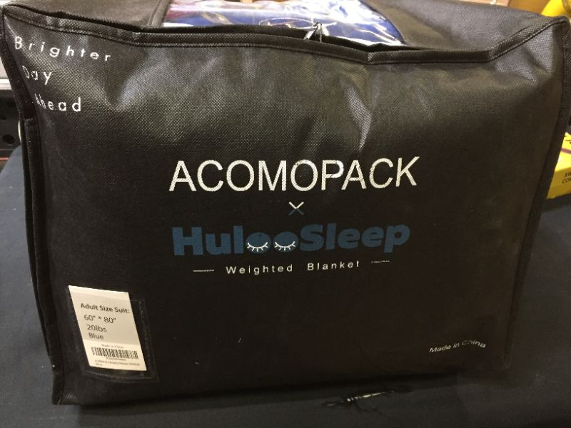 Photo 3 of ACOMOPACK Weighted Blanket Adults with 2 Duvet Covers(3 Pieces,20lbs 60"×80",Blue) Cooling Fiber and Warm Minky Duvet Cover Set,Fits Queen/King Size Bed