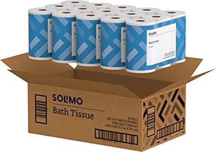 Photo 1 of Amazon Brand - Solimo 2-Ply Toilet Paper, 6 Count (Pack of 5) (B07FGBSF45)