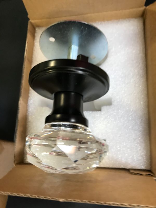 Photo 1 of 3 Pack Orger Glass Door Knobs for Hallway and Closet, Crystal Passage Door Knobs with Round Diamond Shape, Non-Locking Interior Door Handles, Round Rosette Finished Oil Rubbed Bronze
