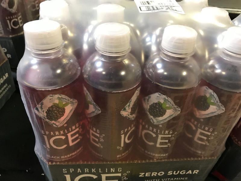 Photo 1 of 2 PACKS Sparkling ICE, Black Raspberry Sparkling Water, Zero Sugar Flavored Water, with Vitamins and Antioxidants, Low Calorie Beverage, 17 fl oz Bottles (Pack of 12) 06/14/2022

