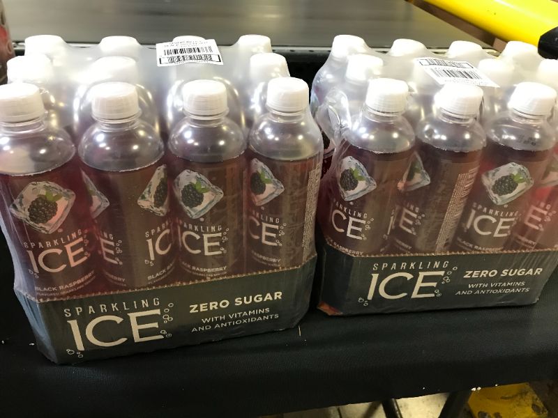 Photo 1 of 2 PACKS Sparkling ICE, Black Raspberry Sparkling Water, Zero Sugar Flavored Water, with Vitamins and Antioxidants, Low Calorie Beverage, 17 fl oz Bottles (Pack of 12) 06/14/2022
