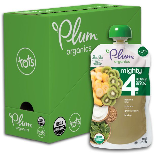 Photo 1 of Plum Organics Mighty4 Toddler Baby Food, Banana Kiwi Spinach Greek Yogurt Barley, 4 oz Pouch, 6 Count 3 PACK BEST BY AUGUST 2022
