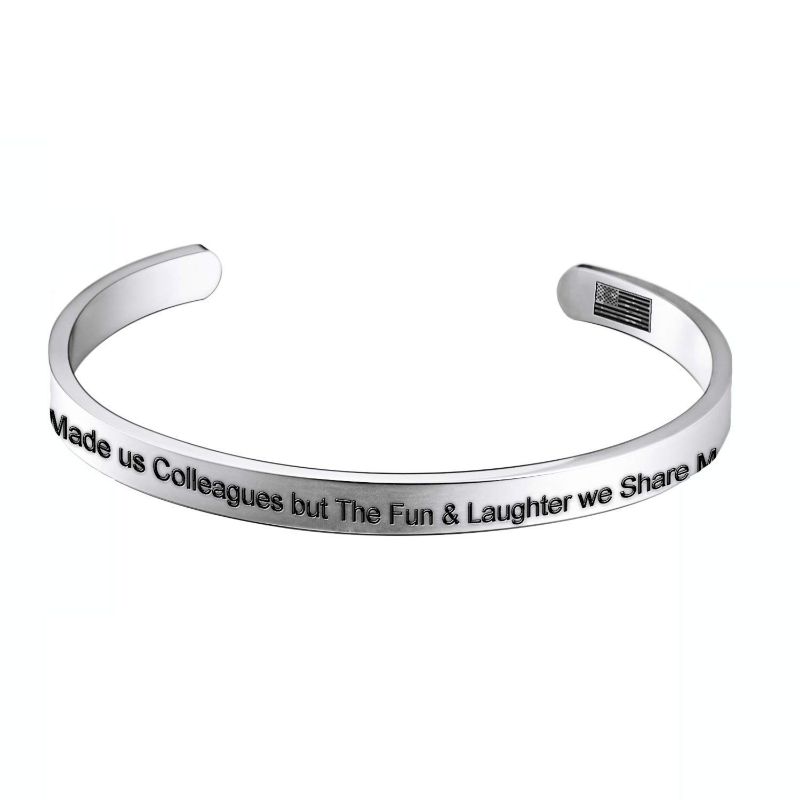 Photo 1 of Enhome Chance Made us Colleagues but The Fun & Laughter we Share Made us Friends for Women Birthday Gifts for Her Silver Cuff Bangle Bracelet

