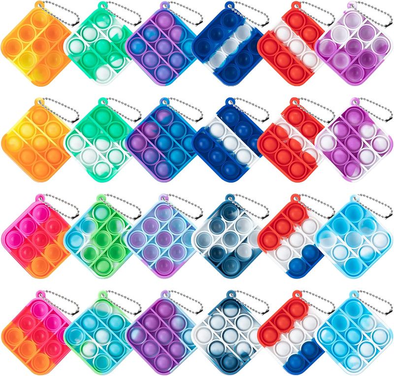 Photo 1 of Gimsan 24 PCS Mini Pop Fidget Toy Pack Bubble Poping Keychain, Squeeze Rainbow Stress Relief Sensory Hand Toy, Anti-Anxiety Stress Relief Hand Toys Setfor Kids Adults
