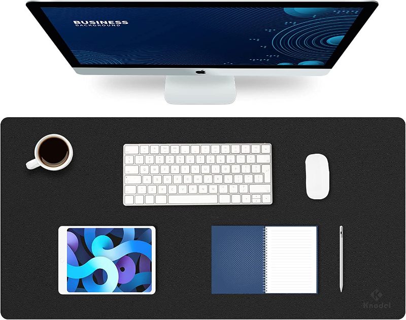 Photo 2 of K KNODEL Desk Mat, Mouse Pad, Desk Pad, Waterproof Desk Mat for Desktop, Leather Desk Pad for Keyboard and Mouse, Desk Pad Protector for Office and Home (31.5" x 15.7", Black)
