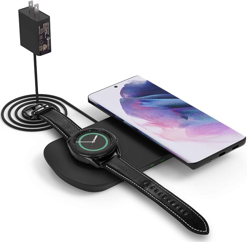 Photo 1 of Wireless Charger for Galaxy Phone Watch Buds Charging Station for Samsung Galaxy S21 + Ultra S/Note 20 10 9 8 Galaxy Watch 3 Active and Buds+/Live/Pro - Fast Charge Adapter and USB C Cable Included
