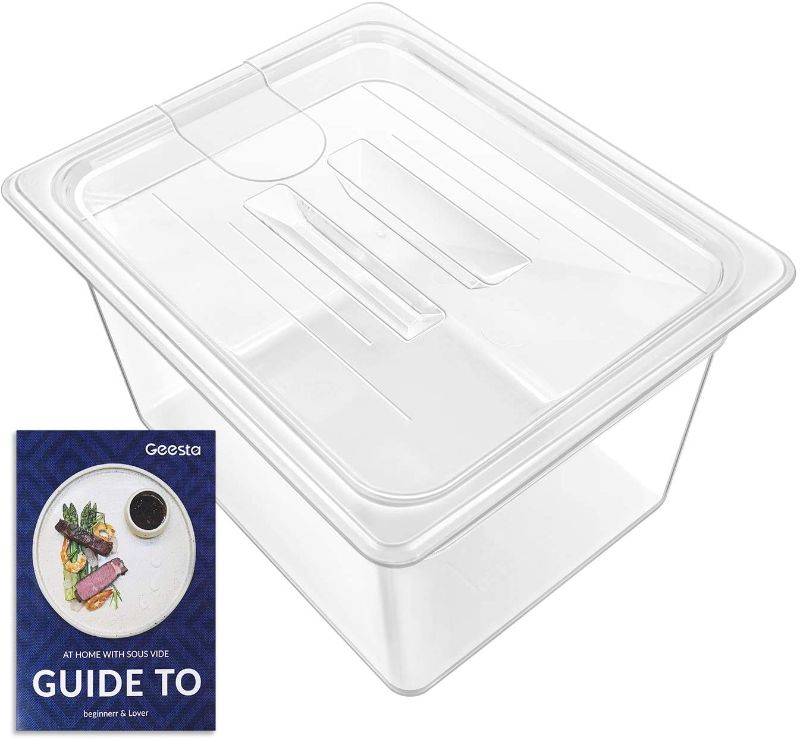 Photo 1 of Geesta Sous Vide Container 12 QT with Lid Compatible with Anova All Models, Anova Nano, Chefsteps Joule, Instant Pot, Wancle Sous Vide Cookers with Sous Vide Recipes Books
