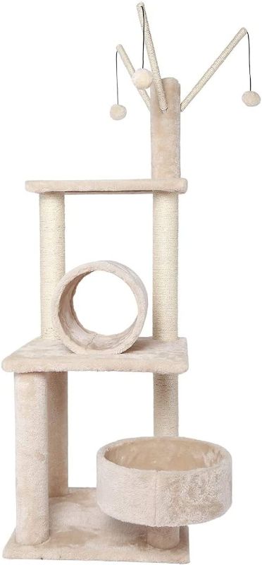 Photo 1 of Cat Scratch Toy Poils bebe Cat Tree Activity Tower, 50-inch Multilevel Play Climbing and Scratching Tower with Platform Playground for Large Cats and Kittens Cat Scratchers for Indoor Cats Tower
