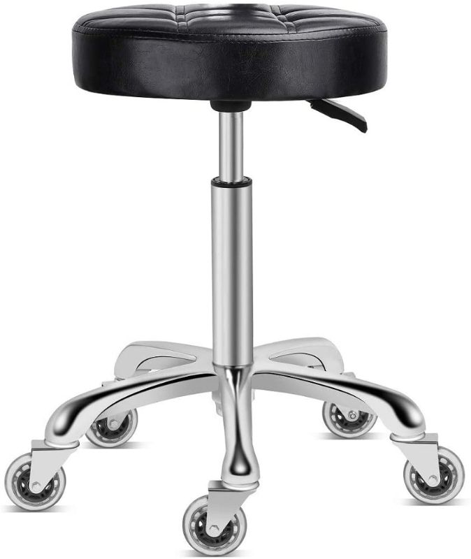 Photo 1 of Karrie Swivel Stool Chair Adjustable Height,Heavy Duty Hydraulic Rolling Metal Stool for Kitchen,Salon,Bar,Office,Massage (Black)
