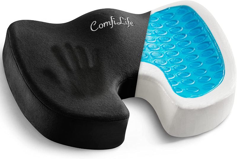 Photo 1 of ComfiLife Gel Enhanced Seat Cushion - Non-Slip Orthopedic Gel & Memory Foam Coccyx Cushion for Tailbone Pain - Office Chair Car Seat Cushion - Sciatica & Back Pain Relief (Black)
