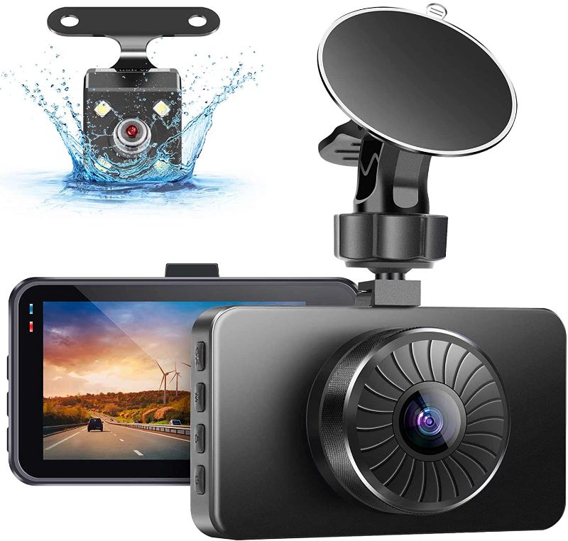 Photo 1 of Dash Cam Front and Rear, Dash Camera for Cars Dashcam Car Camera Dashboard, Full HD 1080P, 3 Inch LCD Screen, 170° Wide Angle, WDR, Super Night Vision, G-Sensor, Loop Recording, Parking Monitor
