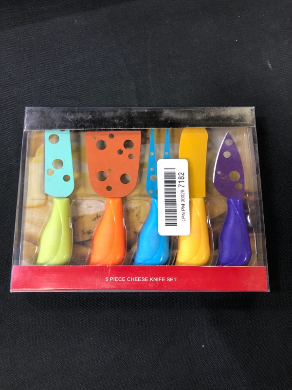 Photo 2 of DKE&YMQ Cheese Knife Set 5 Pcs, Stainless Steel Cheese Knife Fork Spreader with Colorful Handles, Accessory for Deli Platter and Cheese Board
