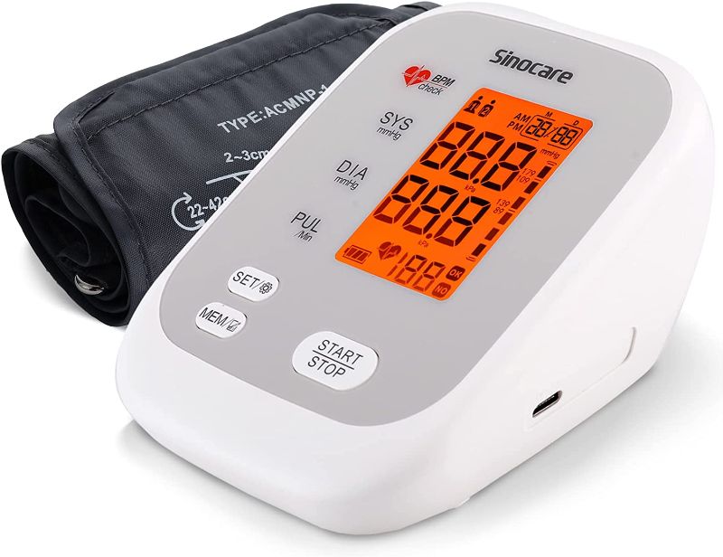 Photo 1 of Sinocare Blood Pressure Machine,Upper Arm Blood Pressure Monitor,Automatic Digital BP Machine for Home,Adjustable Cuff and Large Display,Irregular Heartbeat Detector with Batteries
