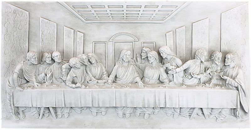 Photo 1 of Design Toscano KY11448 The Last Supper Religious Wall Frieze Sculpture, 23 Inch, Antique Stone
