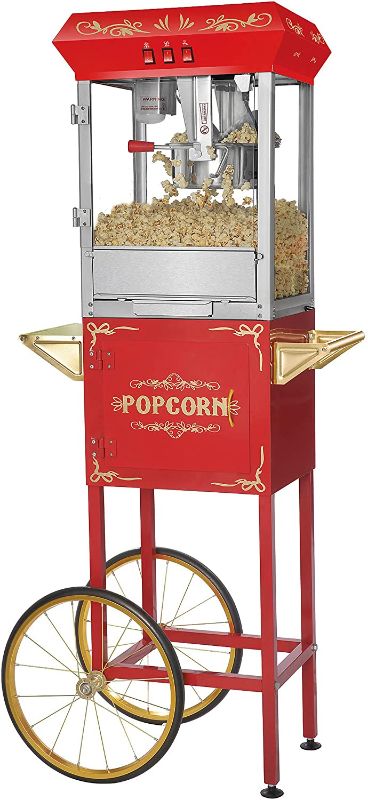 Photo 1 of GREAT NORTHERN POPCORN COMPANY 6097 Red Foundation Popcorn Popper Machine Cart, 8 Ounce
