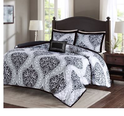 Photo 1 of Comfort Spaces Coco Comforter Set Plus One Pillow, King, Black/White
