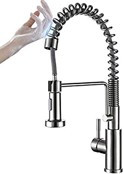 Photo 1 of BAGNOLUX Touch On Kitchen Faucets with Pull Down Sprayer, Single Handle Kitchen Sink Faucet with Pull Out Sprayer, Stainless Steel Touch Activated Faucet (Brushed Stainless Steel)
