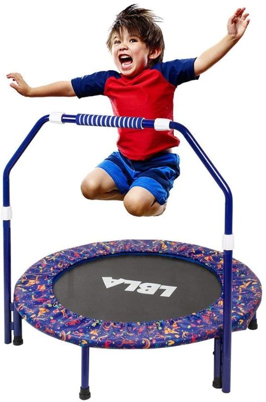 Photo 1 of 36-Inch Kids Trampoline Little Trampoline With Adjustable Handrail And Safety Padded Cover Mini Foldable Bungee Rebounder Trampoline Indoor/outdoor