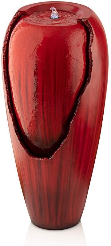 Photo 1 of Alpine Corporation DIG100XS-RD Water Jar Fountain, 15"L x 15"W x 33"H, Red
