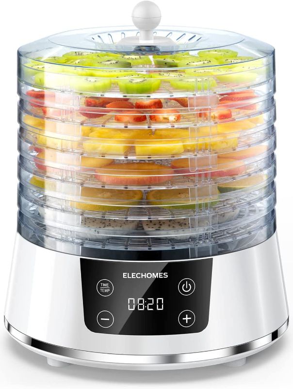 Photo 1 of Food Dehydrator, Elechomes Upgraded 6-Tray Dryer for Beef Jerky, Meat, Fruit , Dog Treats, Herbs Vegetable, Digital Time & Temperature Control, Overheat Protection Fruit Roll Sheet Included, BPA Free
