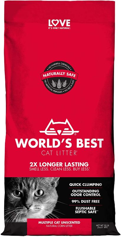 Photo 1 of WORLD'S BEST CAT LITTER Multiple Cat Unscented, 32-Pounds
