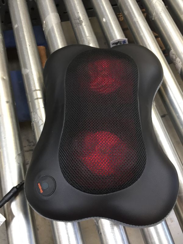 Photo 3 of Zyllion Shiatsu Back and Neck Massager - Cordless Rechargeable 3D Kneading Massage Pillow with Heat for Muscle Pain Relief - Black (ZMA-13RB-BK)
