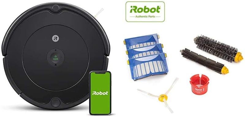 Photo 1 of iRobot Roomba 692 Robot Vacuum-Wi-Fi Connectivity, Works with Alexa, Good for Pet Hair, Carpets, Hard Floors with Authentic Replacement Parts - Roomba 600 Series Replenishment Kit, White
