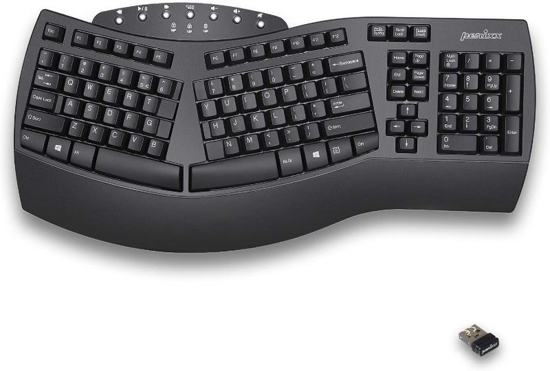 Photo 1 of Perixx Black Bluetooth Periboard-612 Wireless Dual Mode Ergonomic Split Keyboard
