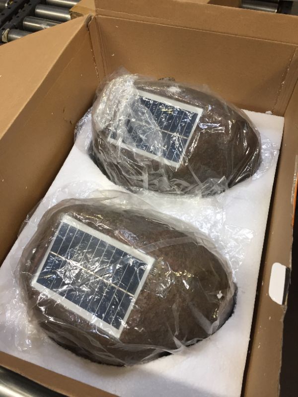 Photo 3 of Set of 2 Outdoor Waterproof Bluetooth Solar Wireless Resin Rock Speakers Brown - Alpine Corporation