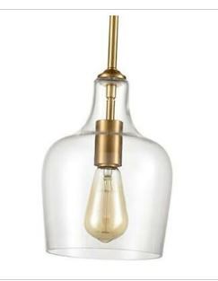 Photo 1 of JEENKAE Modern Brass Glass Kitchen Pendant Lighting Rod-Hung Gold Pendant
