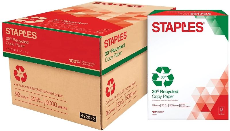 Photo 1 of Staples 30 Percent Recycled Copy Paper, 4 1/2" x 11", Case
