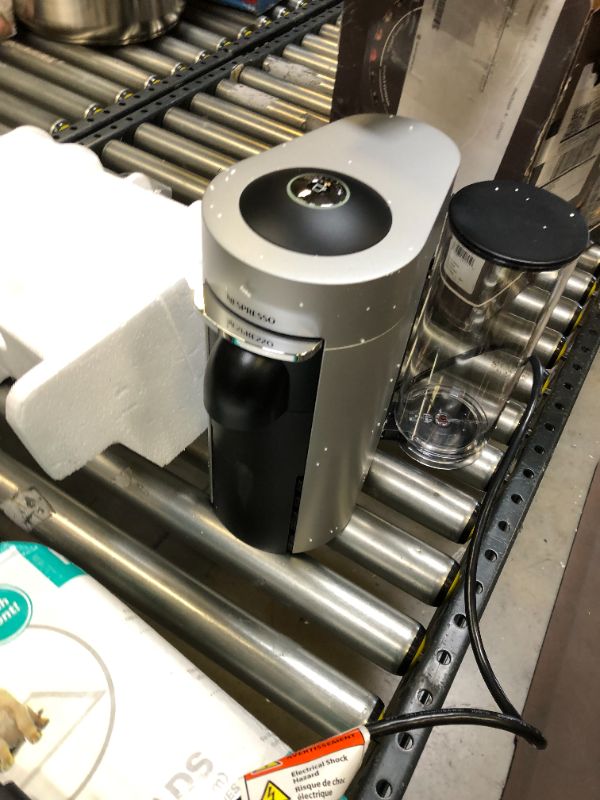Photo 7 of Nespresso VertuoPlus Coffee and Espresso Maker Bundle with Aeroccino Milk Frothier by De'Longhi, Grey
