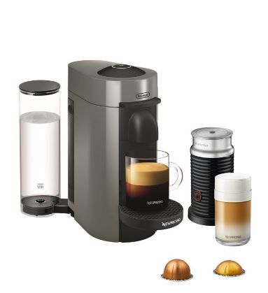 Photo 1 of Nespresso VertuoPlus Coffee and Espresso Maker Bundle with Aeroccino Milk Frothier by De'Longhi, Grey
