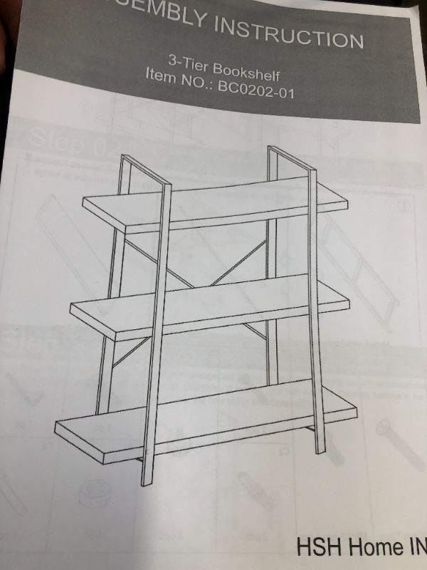 Photo 1 of  3-Tier Bookcase Industrial Shelves for Storage and Display, Modern Bookshelf for Living Room, Office Wood Shelves, Ladder Shelf for Home Organization or Decor