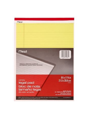 Photo 1 of 2 -- Mead 8.5 x 11 Legal Pad Canary
