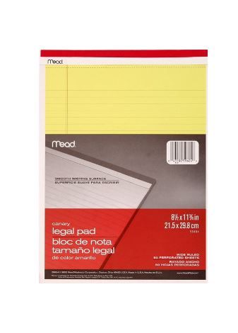 Photo 1 of 3 -- Mead 8.5 x 11 Legal Pad Canary
