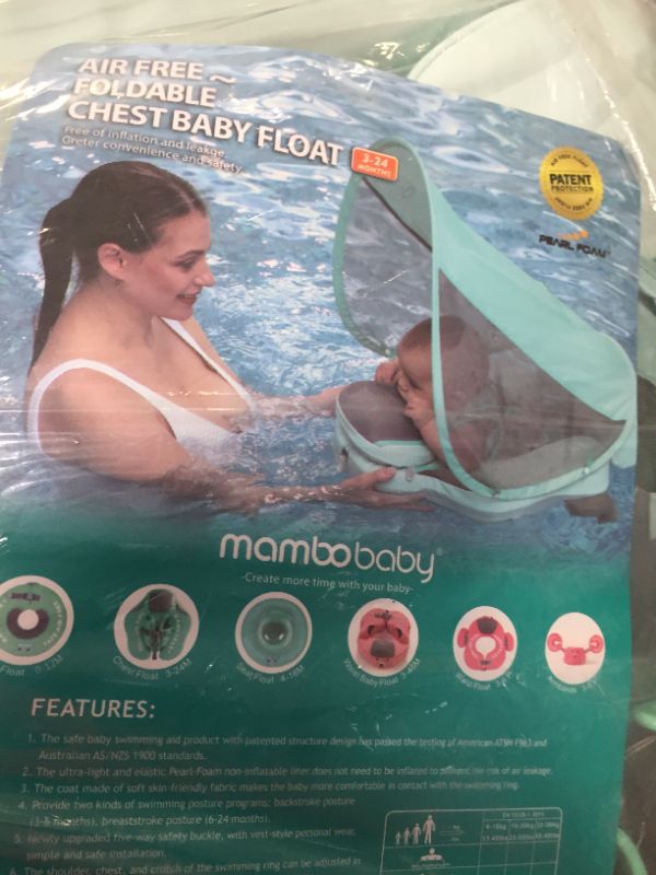 Photo 4 of Mambobaby Baby Swim Float with Canopy Non-Inflatable Solid Baby Float
