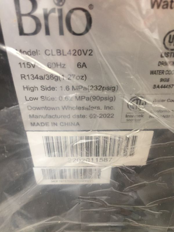 Photo 6 of Brio - CLBL420V2 Bottom Loading Water Cooler Water Dispenser & New Wave Enviro Products BPA Free Tritan™ Bottle, 5-Gallon---ITEM IS DIRTY---HAS A FEW DENTS---
