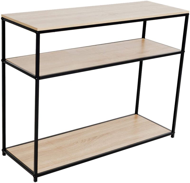 Photo 1 of C-Hopetree Console Entry Table for Entryway Hallway Sofa - Storage Shelves - Black Metal
