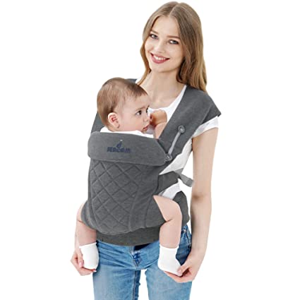 Photo 1 of JERORAY-Baby-Carrier,All Carry Position, All Seasons,Dual Protected Waistband and Zipper Opening,Softness Breathable 3D Jersey,for Newborns 8-25 Pounds,Heather Grey
