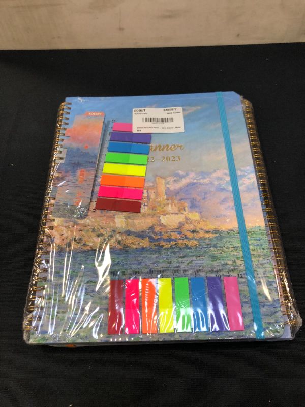 Photo 2 of EOOUT Hardcover Academic Year 2022-2023 Planner, July 2022 Through June 2023, 8.5"x11" Daily Weekly Monthly Planner Yearly Agenda, Bookmark, Pocket Folder and Sticky Note Set (Sunrise Monet)
